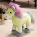 Süßes hellgrünes Einhorn Plüschtier mit Regenbogenmähne und Happy Stickerei - 32cm / Grünes Einhorn (Happy Stickerei)