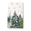 Christmas dish towel featuring blue and green watercolor pine trees and snowflakes - XWJ02-10 (Watercolor Pines)