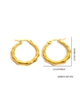 Detailed view of bamboo textured gold hoop earrings with dimensions 2.7cm by 2.5cm - Gold Polished Bamboo Hoop Style (#0253)