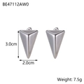 Silver geometric triangle stud earrings in minimalist polished stainless steel - Inverted Pyramid Stud Earrings (BE47112AW0)