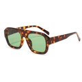 Oversized square sunglasses in tortoise frame with green lenses from a 45-degree angle - Tortoise Green