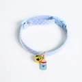 Sky blue pet collar with white star patterns, golden bell and milk bottle pendant - S (17-32cm) / Blue Dot Baby Bottle