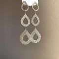 Boucles d'oreilles pendantes feuilles en argent avec strass brillants et design gland - 46# Tige en argent-Blanc-Goutte d'eau