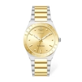 Minimalist gold and silver stainless steel watch with sunray dial and metal strap - Gold Dial