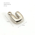 Polished silver stainless steel 18K letter U bubble charm pendant 9.5mm height - Letter U / Steel
