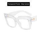 Oversized transparent square glasses with clear lenses and gold metal accents - Transparent Frame