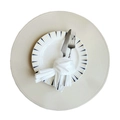 Beige round PU leather placemat with elegant stitching and a modern Nordic style finish - Pressed Edge Faux Leather Round / Beige