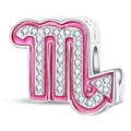 Macro shot of Scorpio bead with pink enamel and sparkling zircons for DIY jewelry - Pink Scorpio Bead