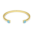 Bracelet jonc minimaliste plaqué or 18 carats avec deux pierres zircon bleu - Cuivre Plaqué Or 18K / Or avec Turquoise Bleue