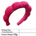 Thick rose red braided sponge headband with black polka dots and corduroy texture - 6-striped Rhinestone Raspberry Red Headband
