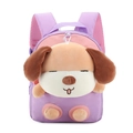 Zaino per bambini viola e rosa con simpatico cane in peluche 3D per l'asilo - Violetto