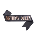 Black glitter birthday queen sash with rose gold foil text for party celebrations - Black Rose Gold Text Birthday Queen