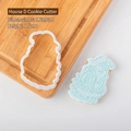 Cartoon house cookie cutter and stamper set, 6.2x9cm food-grade plastic mold for baking - House D Cutter
