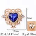 Baroque style KC gold-plated heart pendant with royal blue crystal and diamonds - Royal Blue (KC Gold Plated)