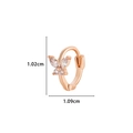 Rose gold butterfly earring with sparkling crystals and precise 1.02cm by 1.09cm dimensions - Rose Gold White (Single)