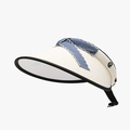 Beiger Sonnenvisier mit blauer Denim-Schleife und verstellbarem Band für Damen - Beige