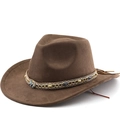Cappello da cowboy scamosciato marrone scuro con fascia decorata di gioielli e catene - M (56-58cm) / caffè