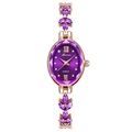 Orologio al quarzo da donna oro rosa con quadrante viola e bracciale in pietre preziose - Viola
