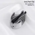 Gray layered bow banana hair clip with satin ribbon, polka dot mesh and rhinestones - 3# Grey Banana Clip