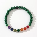Beaded men's bracelet with natural green malachite and colorful chakra gemstones - Green Malachite Multi-Color Gemstone Bead Bracelet (B-B24060707A)