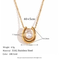 Elegante collar de herradura en acero inoxidable chapado en oro 18K con perla - Dorado (Collar con colgante de perla en forma de U)