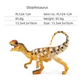 Yellow Dilophosaurus dinosaur figure with black spots and red crests, 13.5x4.5x10cm size - Yellow Spotted Dilophosaurus (PL124-124)