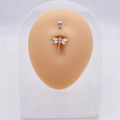 Silver dragonfly belly button ring with clear cubic zirconia on a mannequin - Silver Dragonfly