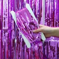 Purple metallic tinsel fringe curtain for party backdrops wrapped on a spool - 1m x 2m / Purple
