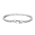 Classic S925 sterling silver tennis bracelet with round clear cubic zirconia stones - Machine-made Tennis Chain 3mm Thick Electroplated White Gold 16.5cm Long Approximately 5.9g.