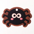 Cute black and brown cartoon spider gift tag with eyes and pink cheeks for Halloween - Spider Cookie Style