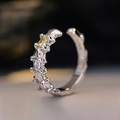 Irregular S925 sterling silver ear cuff featuring yellow, white and pink zircon stones - White Gold (Single)