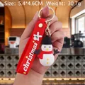 Cute Christmas snowman PVC keychain with red wristband and golden metal lobster clasp - Christmas Snowman-1
