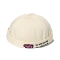 Berretto docker in cotone crema con lettere ricamate e patch in gomma su bianco - Beige