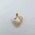 Detail of 18k gold plated heart pendant with pink peach and shell texture background - Heart Peach (White Mother of Pearl)