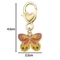 Orange butterfly keychain with heart lobster clasp and enamel gold metal finish - Yellow