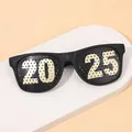 Black 2025 New Year party glasses with gold numbers on a stylish geometric stand - 2025 Black Pinhole Glasses