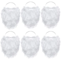 Set of six white fluffy Santa Claus beards with elastic straps for Christmas costumes - Standard Handlebar Mustache 6-Pack