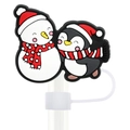 Christmas snowman and penguin silicone straw toppers for 10mm reusable straws - 07-Snowman Penguin