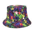 Dettaglio della stampa tropicale con fenicottero e foglie di palma su cappello bob - Rosa Fenicottero Tropicale (2#)