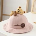 Pink toddler bucket hat featuring a cute plush bear and Oreobear embroidery detail - 8 Months-3 Years (46-50cm) / 02 Pink (Bear Style)