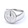 Anillo de sello de acero inoxidable plateado con diseño de brújula y acabado mate - US 7 / Color Acero