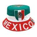 Mexico flag themed bucket hat in green white red colors with MEXICO lettering - M (56-58cm) / 1#-Green White Red Patchwork Print