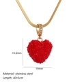 Collana con cuore rosso in acciaio inossidabile dorato e cristalli sfaccettati - Pendaglio a Cuore Rosso-Catena a Serpente