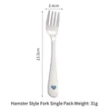 304 stainless steel baby fork with blue heart pattern handle, 15.5cm for infant feeding - Cat Fork