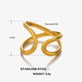 Minimalist gold-plated irregular wavy ring in stainless steel with a high-polished finish - Gold