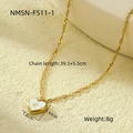 Macro shot of gold heart pendant with star detail and full technical specifications - Gold Heart Inlaid Star (NMSN-F511-1)