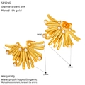 Detailed view of 18K gold plated radial earrings with pearls and size measurements - Radial Pearl Decoration Style (SE529G)