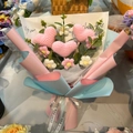 Handmade pink crochet heart flower bouquet for Mother's Day decoration - Heart Pink