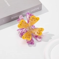 Pince à cheveux papillon élégante en acétate tie-dye jaune et violet avec strass - Violet & Jaune