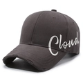 Gorra de béisbol gris oscuro desgastada con bordado Cloud blanco y detalles deshilachados - Gris